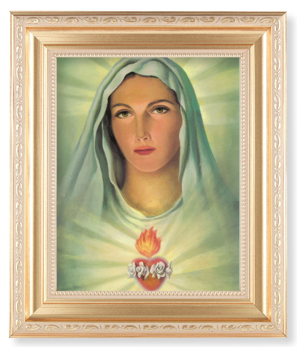 Immaculate Heart of Mary in White 8x10 Framed Print Under Glass