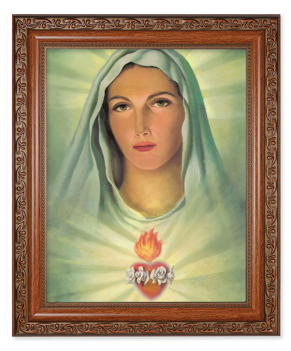 Immaculate Heart of Mary in White 8x10 Framed Print Under Glass