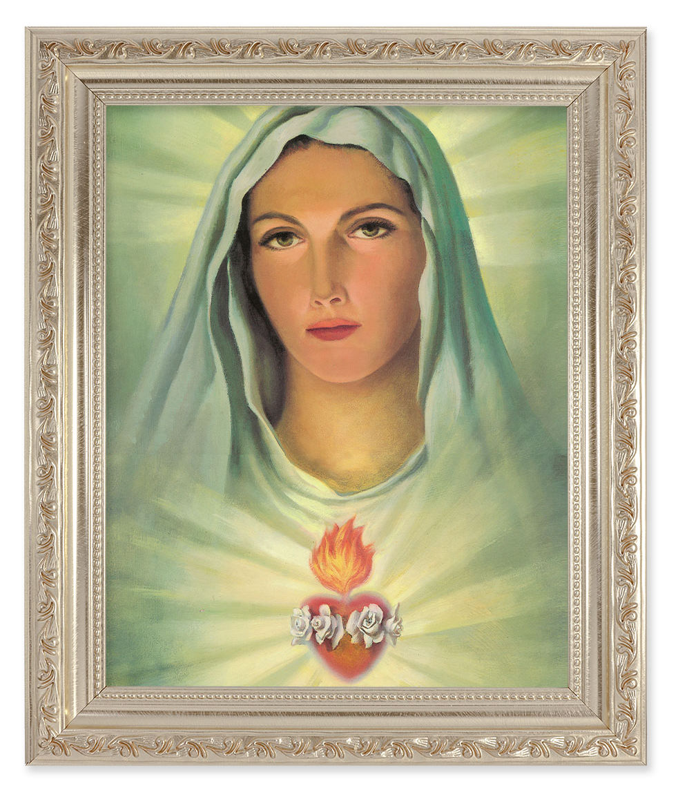 Immaculate Heart of Mary in White 8x10 Framed Print Under Glass
