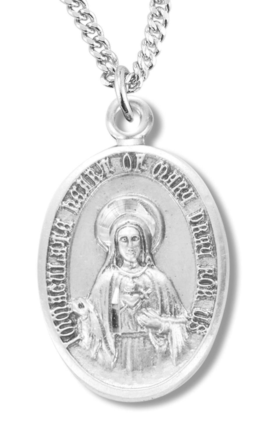 Immaculate Heart Of Mary Medal Sterling Silver