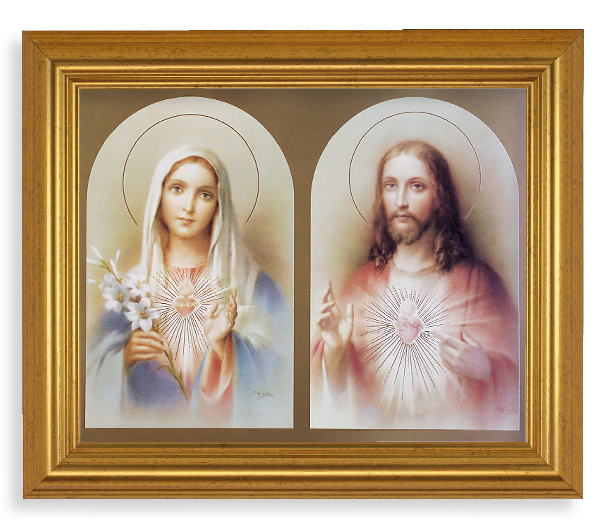 Immaculate Heart and Sacred Heart 8x10 Framed Print Under Glass
