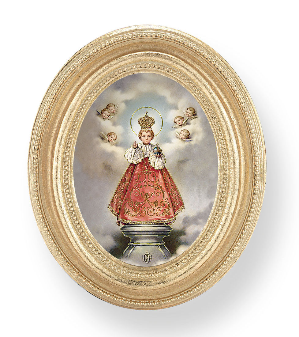Infant of Prague Small 4.5 Inch Oval Framed Print