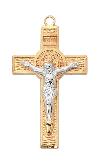Two-Tone St. Benedict Crucifix Necklace