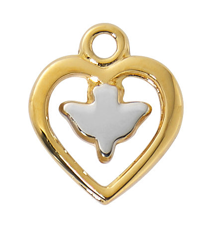 Two-Tone Heart with Dove Necklace