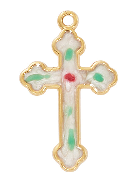 Cloisonné Cross Necklace, Sterling or Gold over Sterling