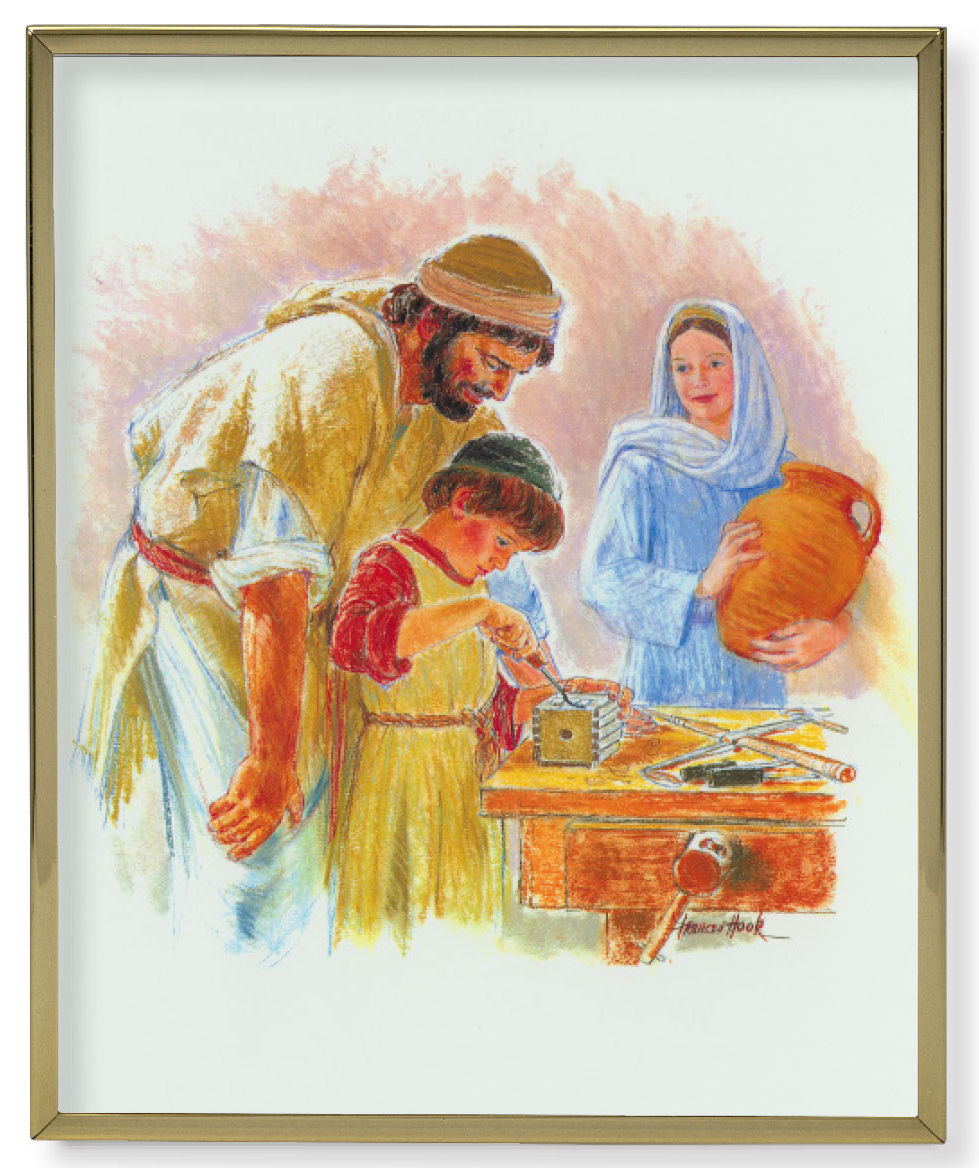 Jesus the Carpenter Gold Frame Plaque