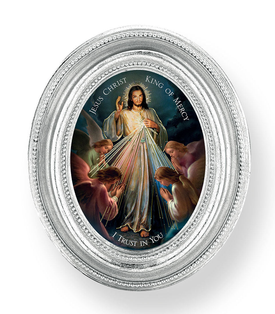 Jesus King of Mercy Small 4.5 Inch Oval Framed Print