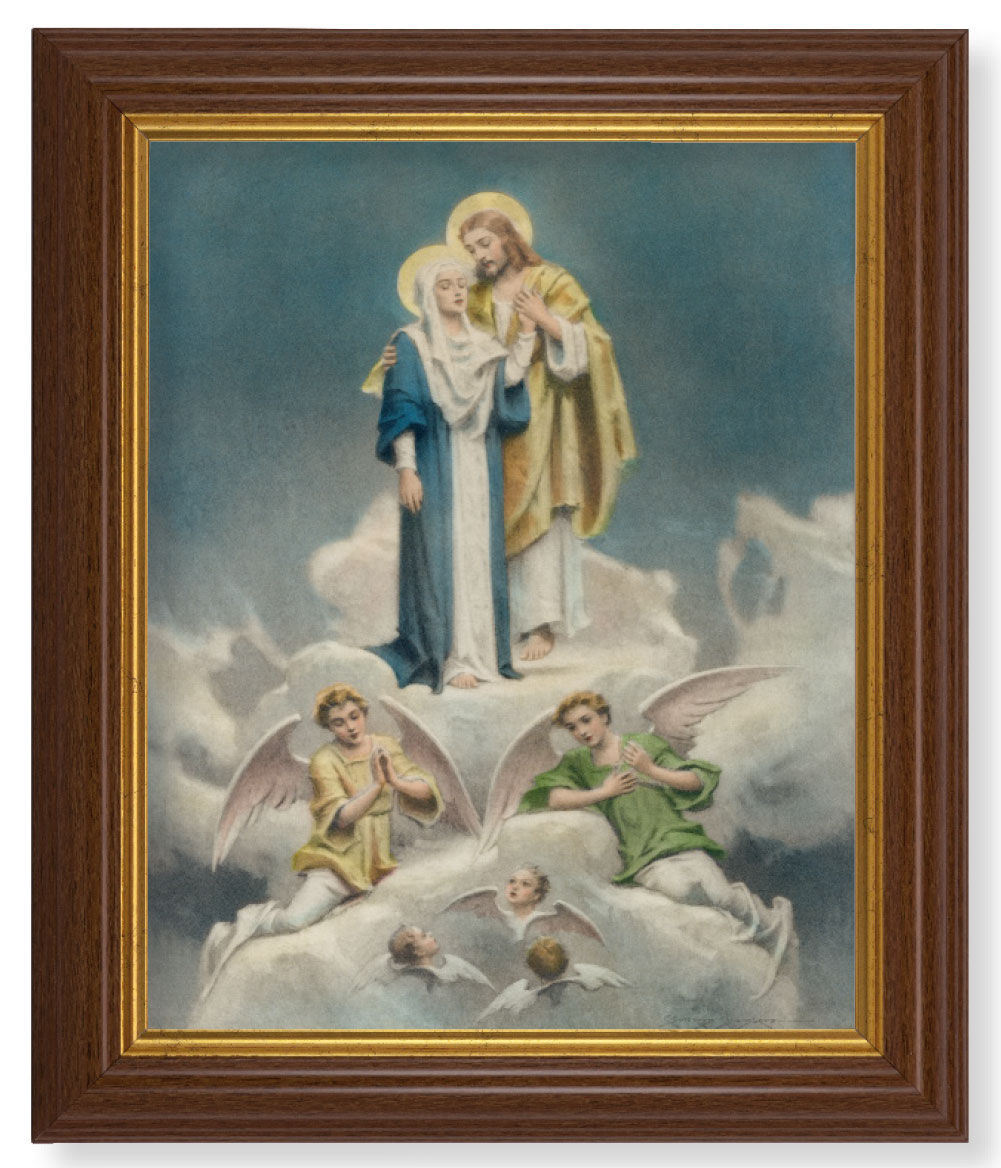 Jesus and Mary 8x10 Textured Artboard Dark Walnut Frame