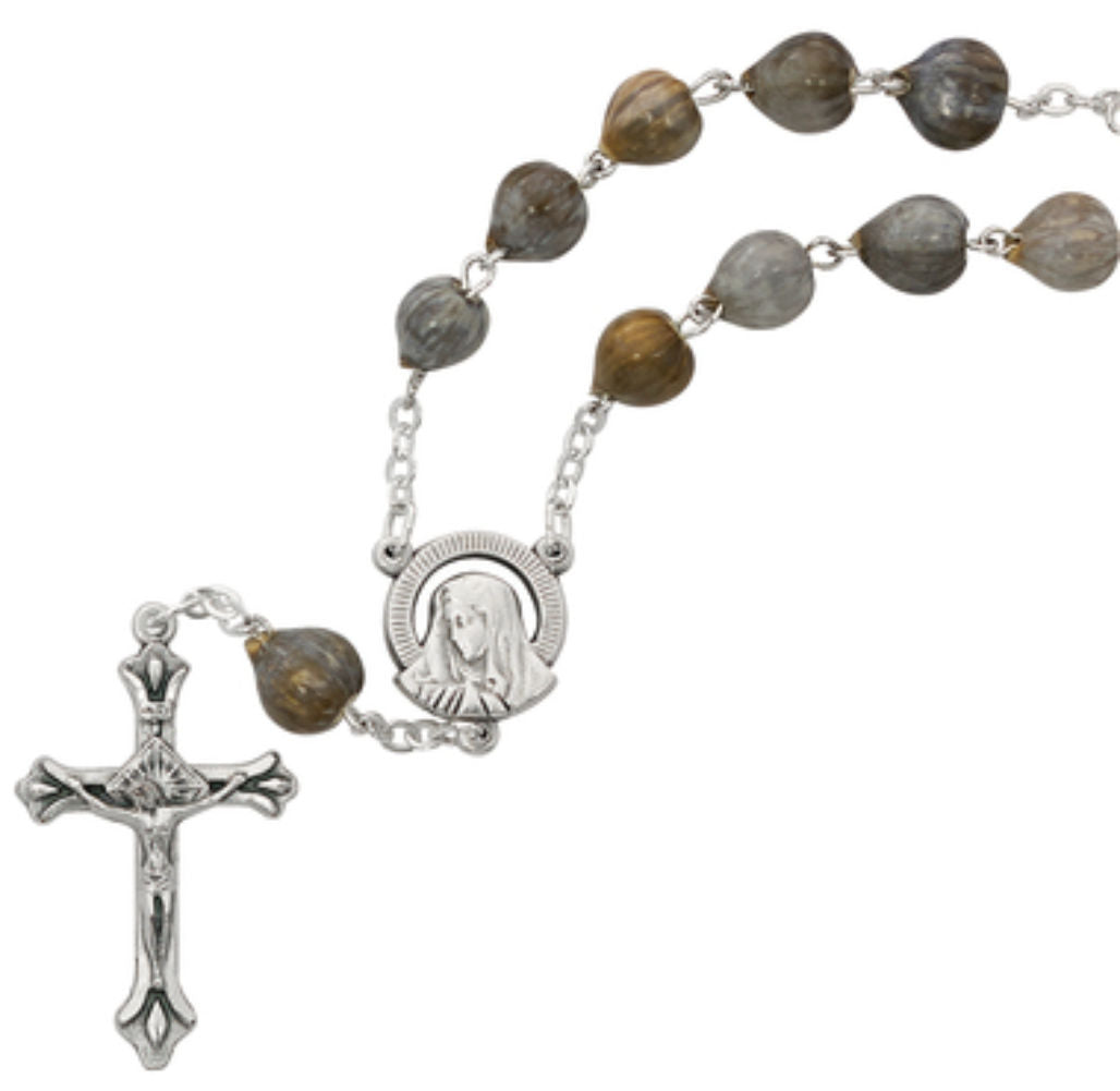 Job's Tears Grey Wood Auto Rosary