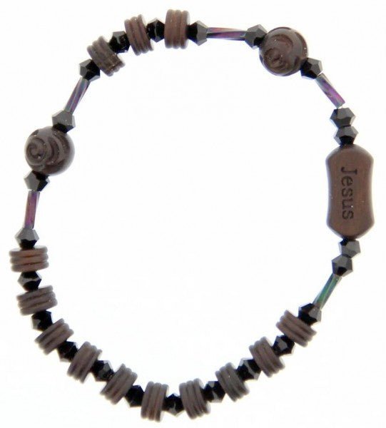 Jujube Wood Brown and Black Rosary Bracelet - 6mm