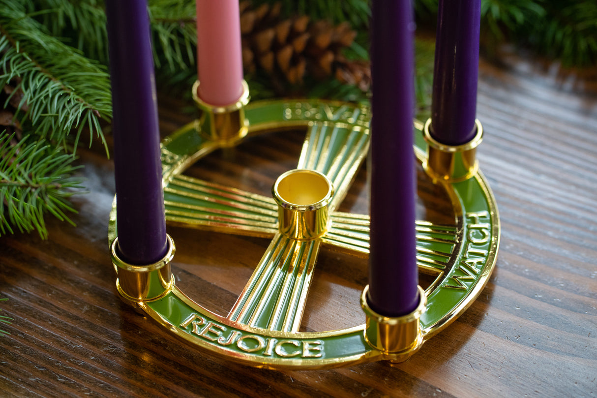 Brass Watch Prepare Rejoice Behold Advent Candleholder
