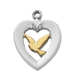 Two-Tone Heart with Dove Necklace