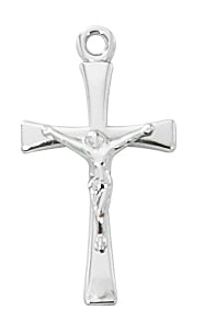 Sterling Silver Crucifix Necklace in Red Velour Box