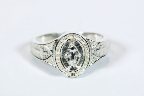 Large Miraculous Medal Sterling Silver Ring