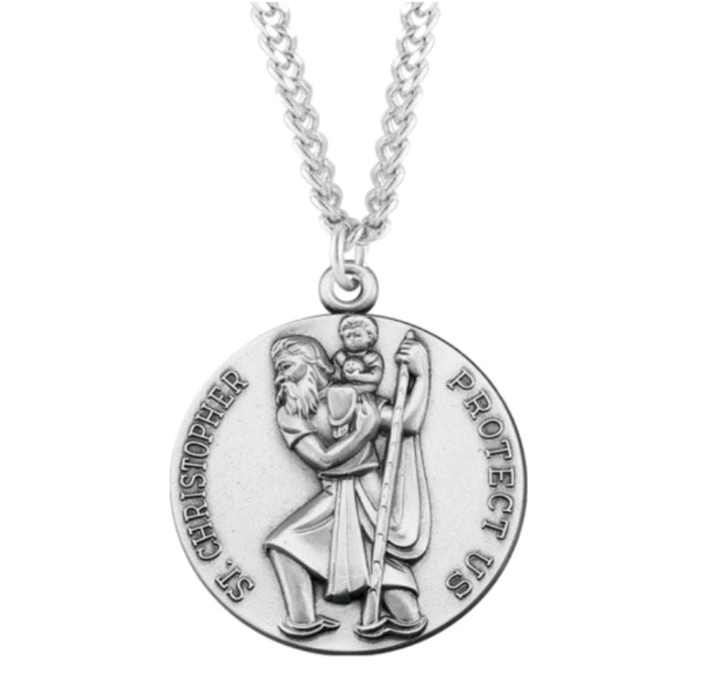 Large Round Saint Christopher Necklace