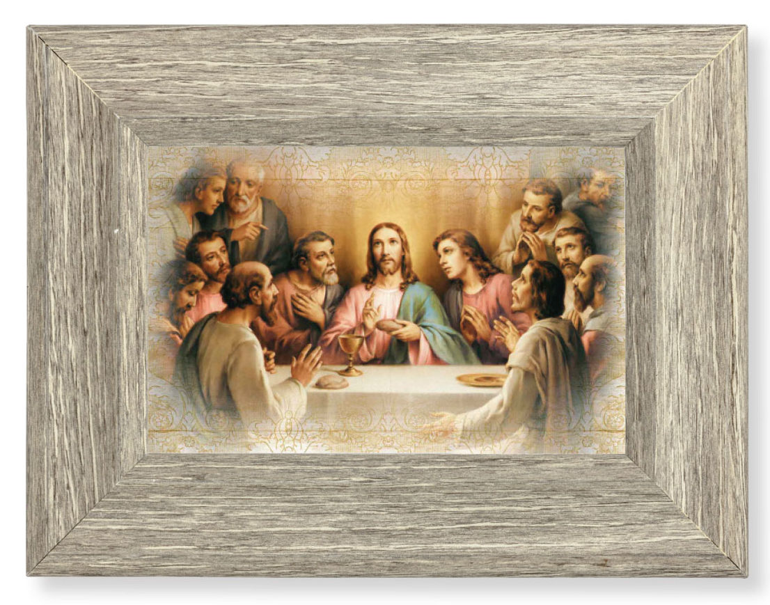 Last Supper Blessing 8x6 Gray Oak Frame