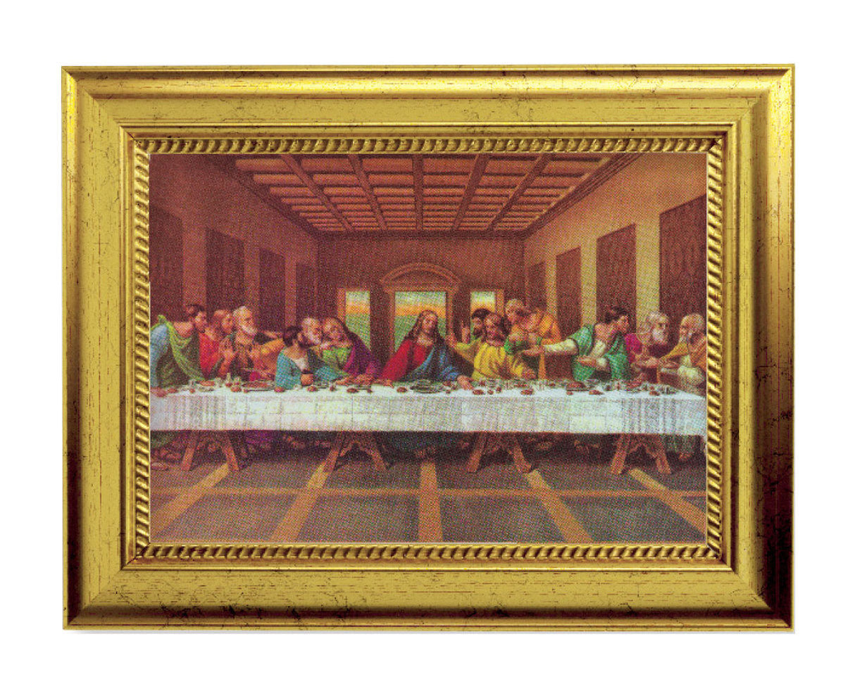 Last Supper Print by Da Vinci 5x7 Print in Gold-Leaf Frame