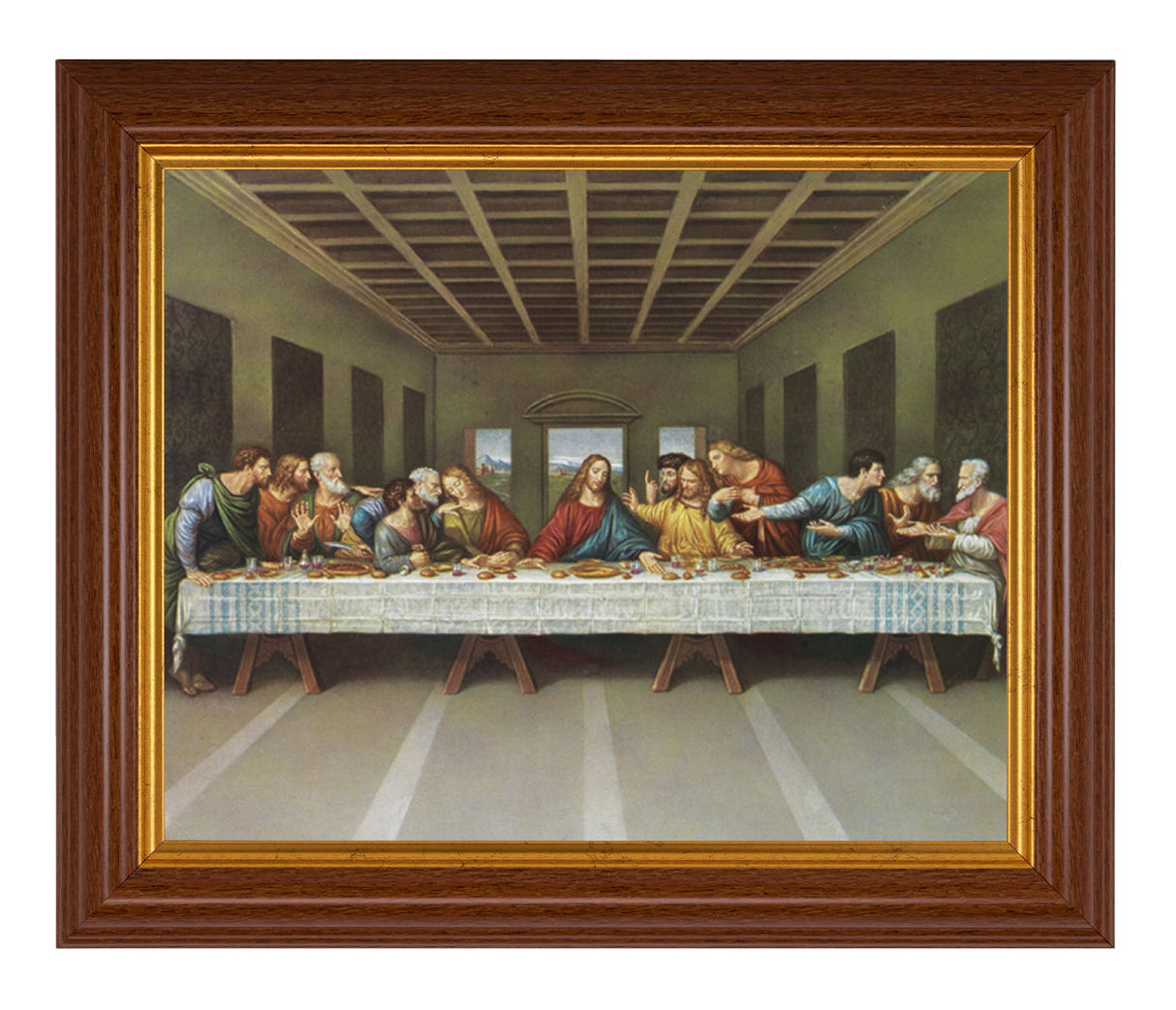 Last Supper by Da Vinci 8x10 Textured Artboard Dark Walnut Frame