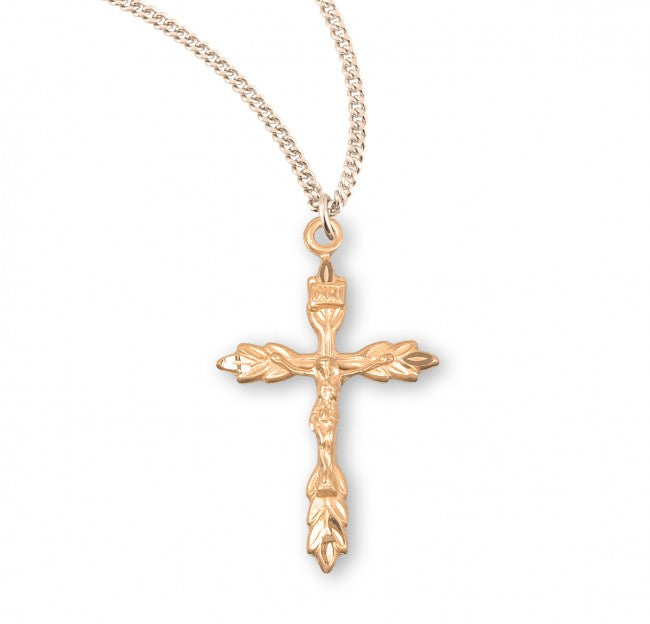 Laurel Leaf Crucifix Medal Sterling Silver or Gold Plate
