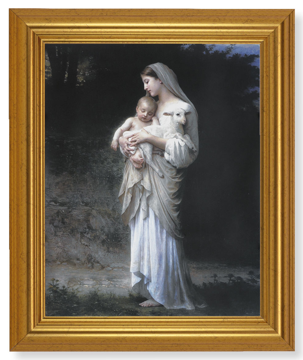 Madonna and Child with Baby Lamb 8x10 Framed Print Under Glass
