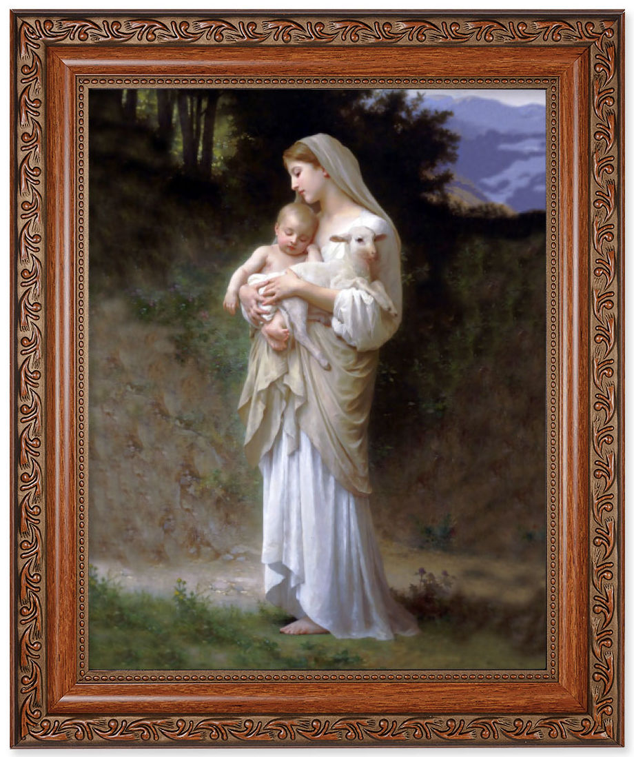 Madonna and Child with Baby Lamb 8x10 Framed Print Under Glass