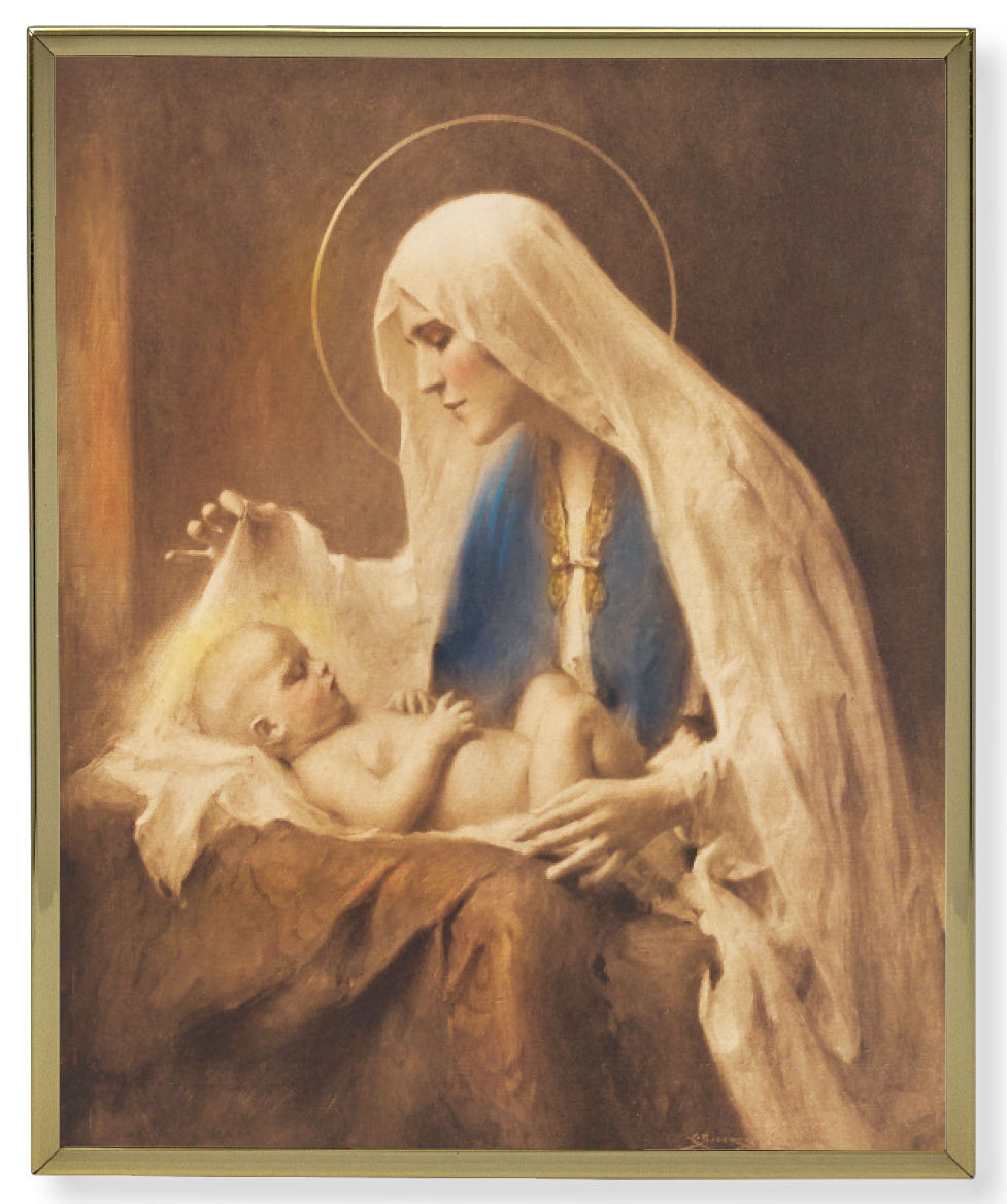 Madonna & Child 8x10 Gold Trim Plaque
