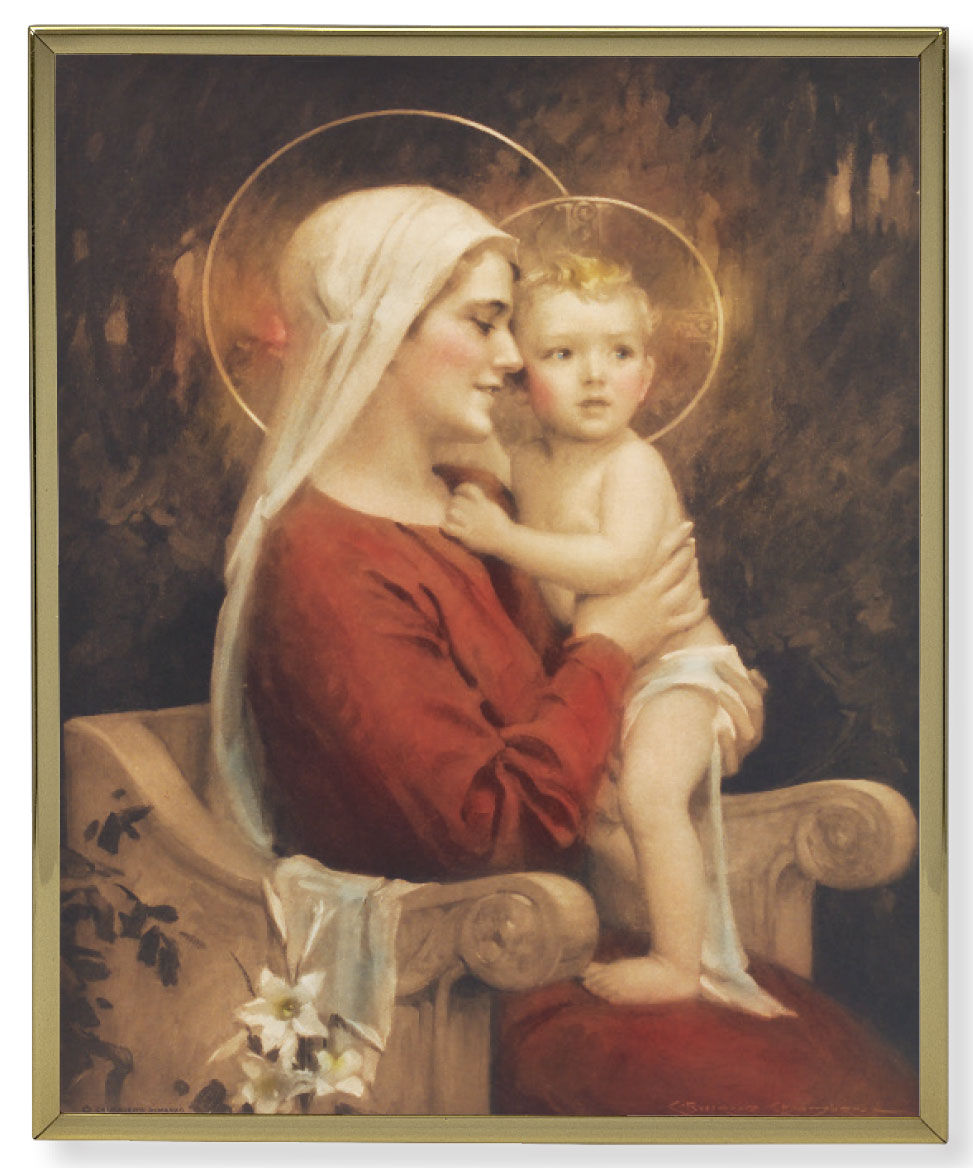 Madonna & Child 8x10 Gold Trim Plaque