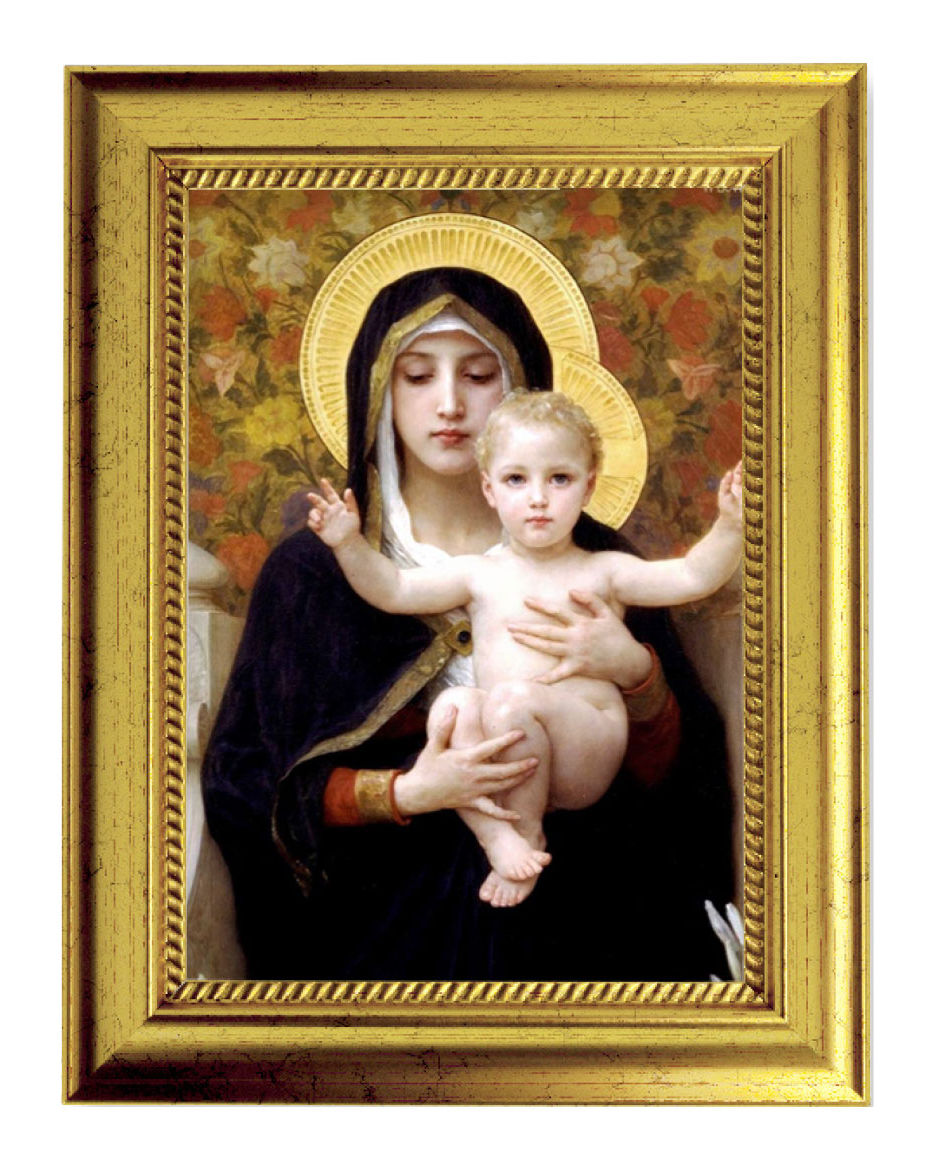 Madonna and Child Print by Bouguereau 5x7 Print in Gold-Leaf Frame