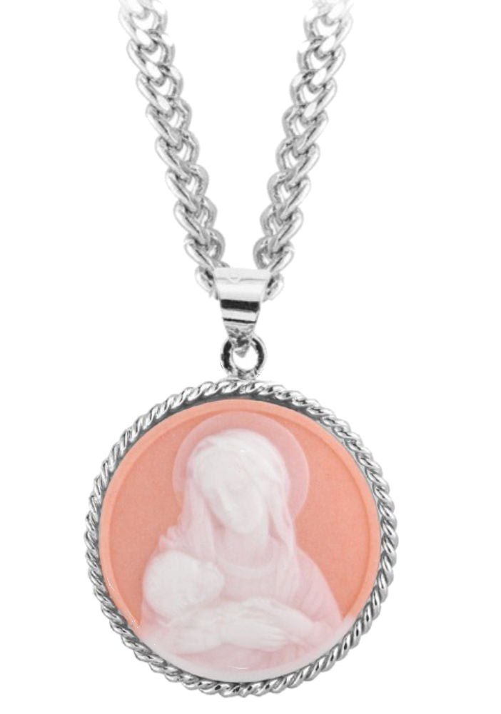 Madonna and Child Rose Cameo Necklace
