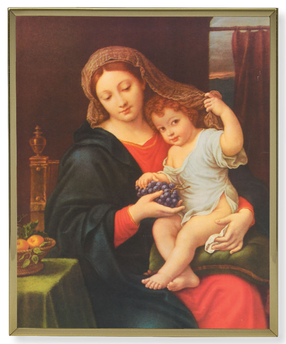 Madonna of the Grapes 8x10 Gold Trim Plaque