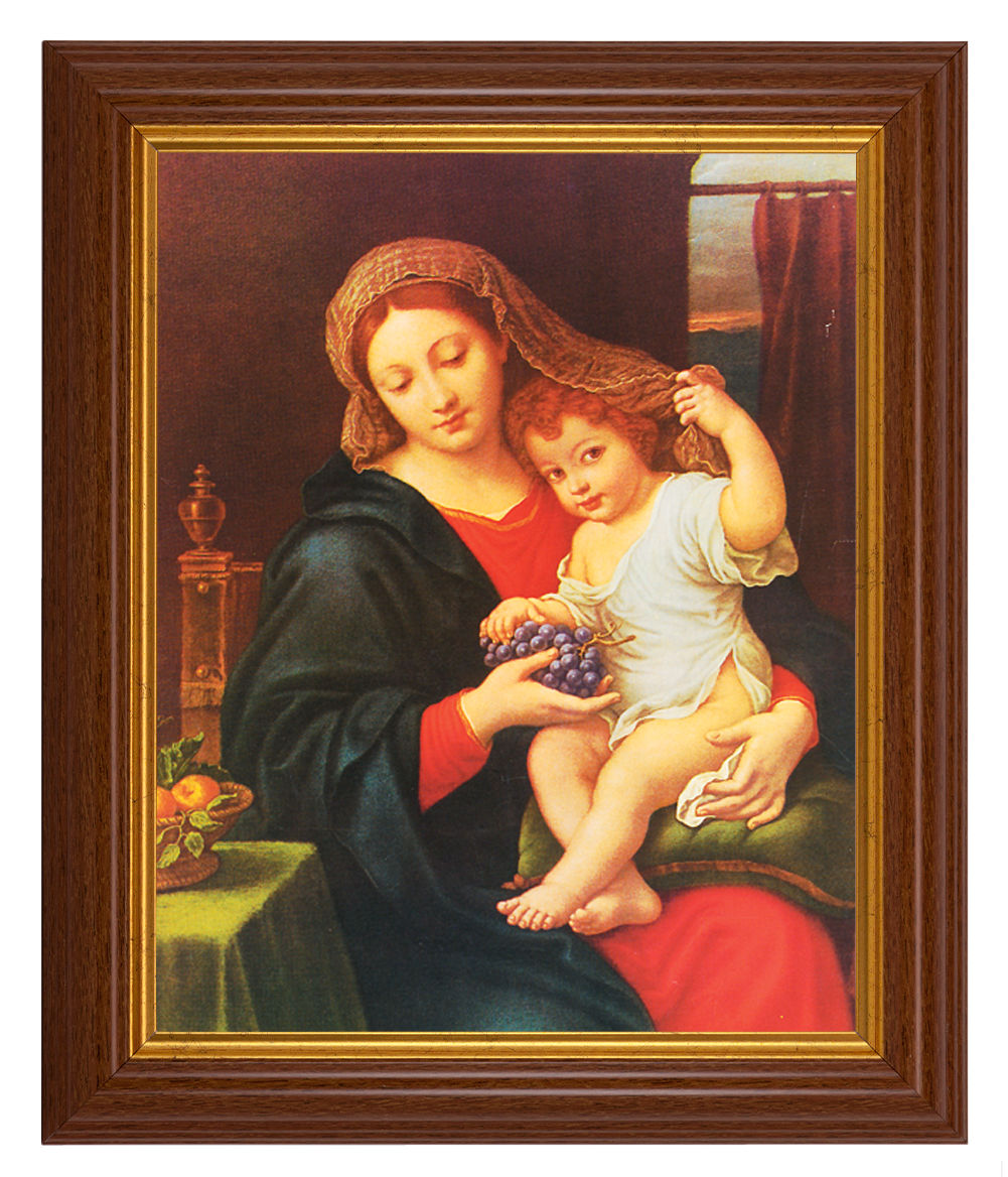 Madonna of Grapes by Mignard 8x10 Textured Artboard Dark Walnut Frame