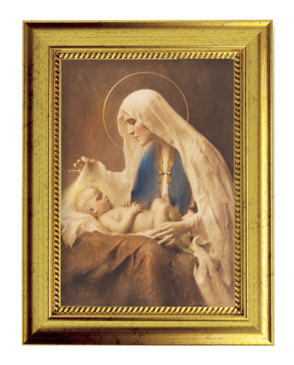 Madonna and Infant Jesus Print by Chambers 5x7 Print in Gold-Leaf Frame