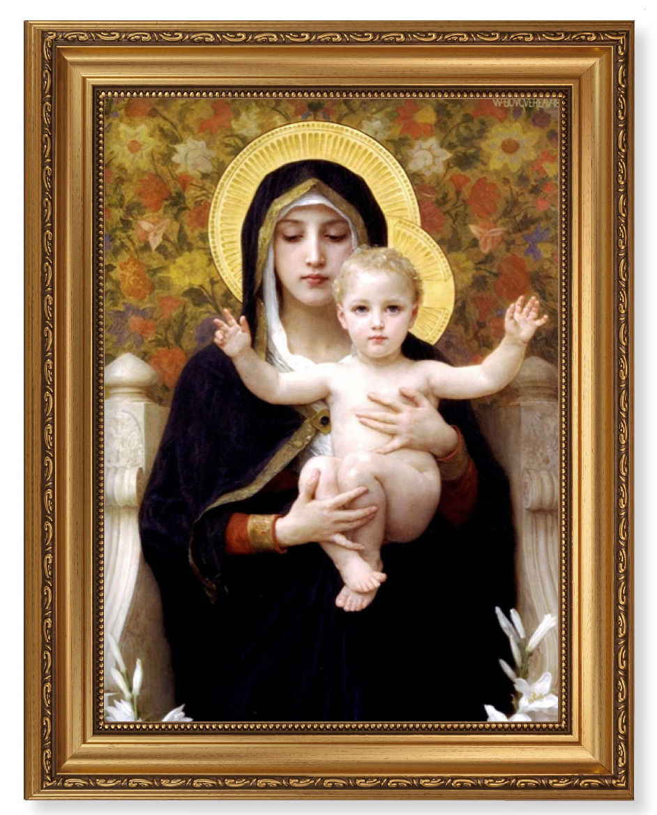 Madonna of the Lilies by Bouguereau 12x16 Framed Print Artboard