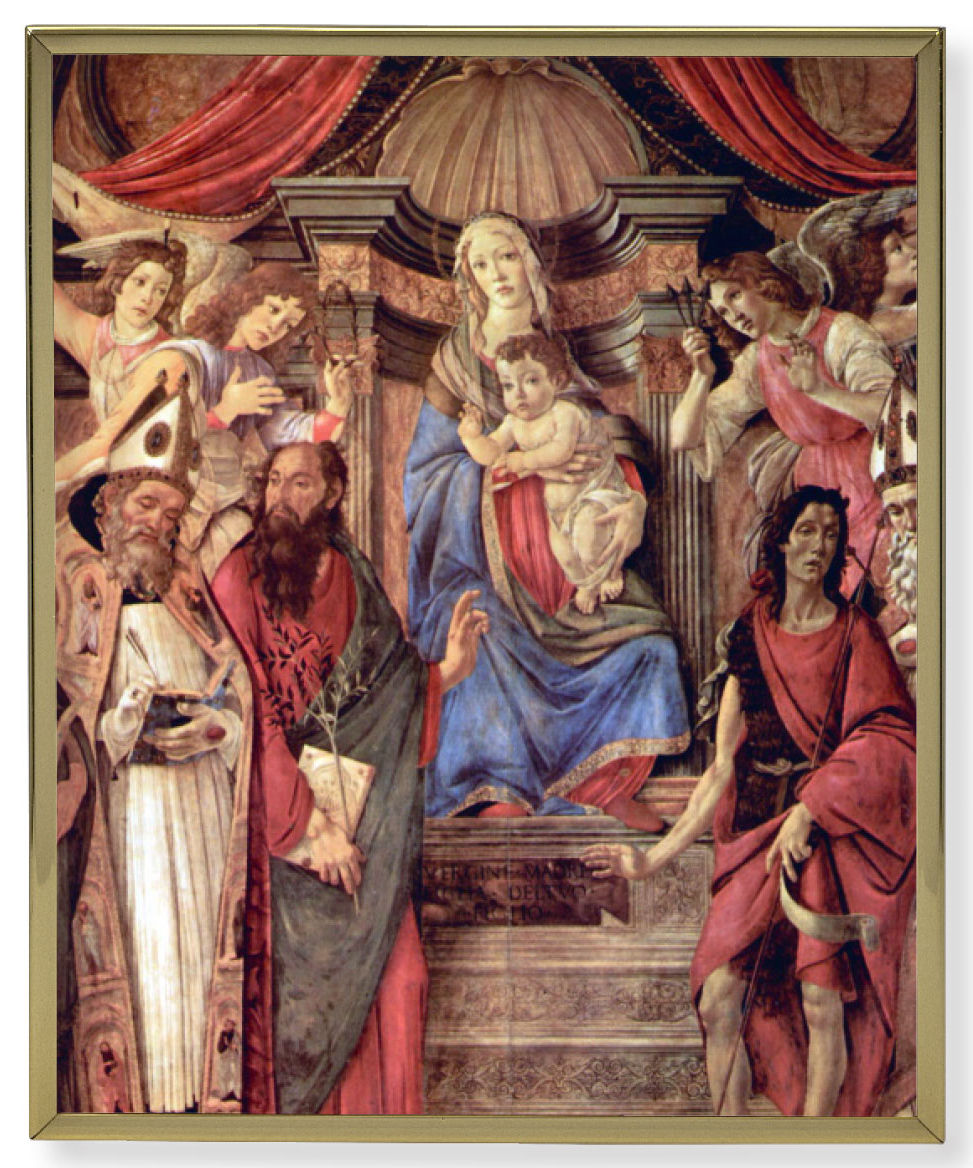 Madonna Throne of Angels and Saints Gold Frame 8x10 Plaque