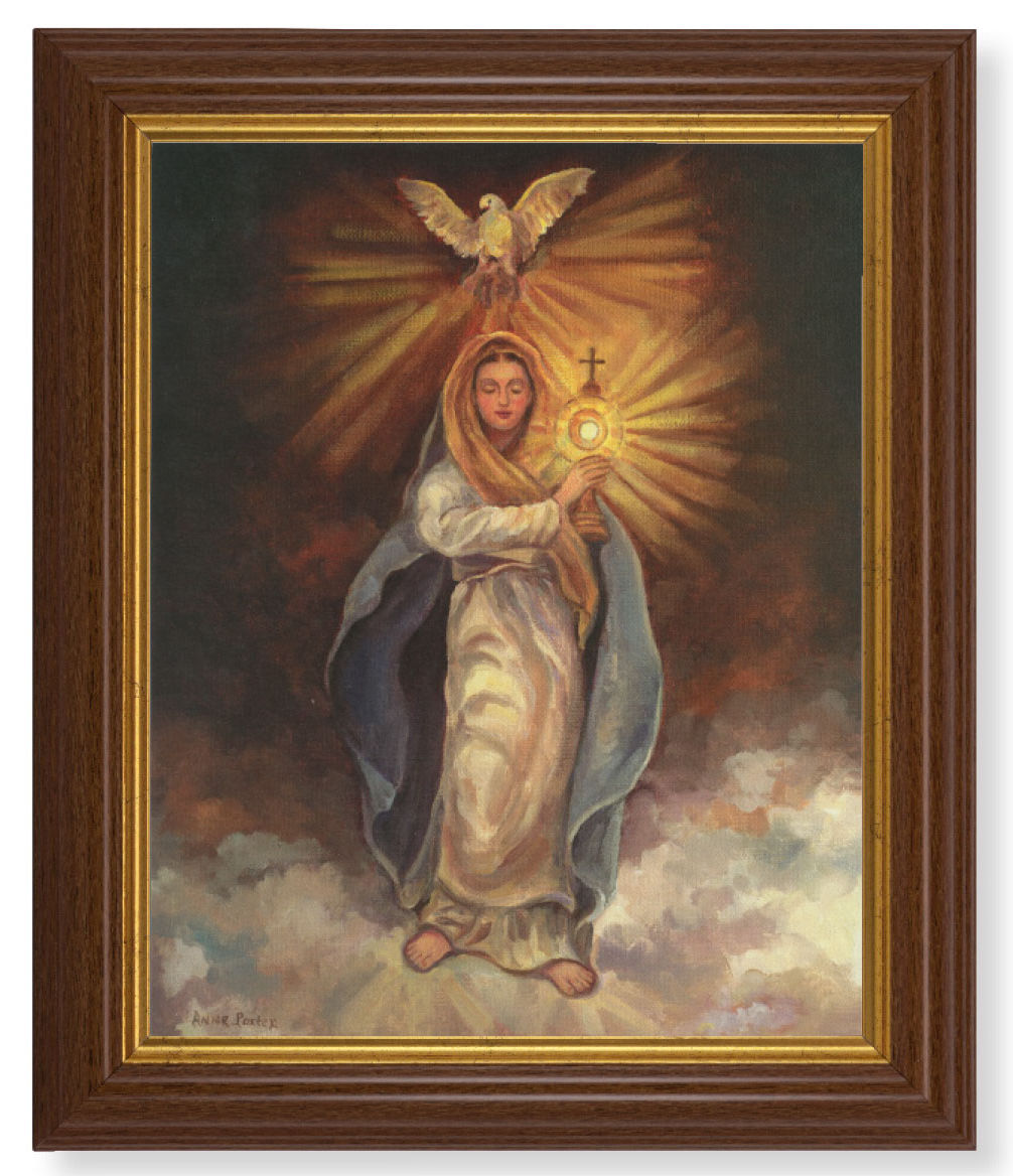 Mary with Monstrance 8x10 Textured Artboard Dark Walnut Frame