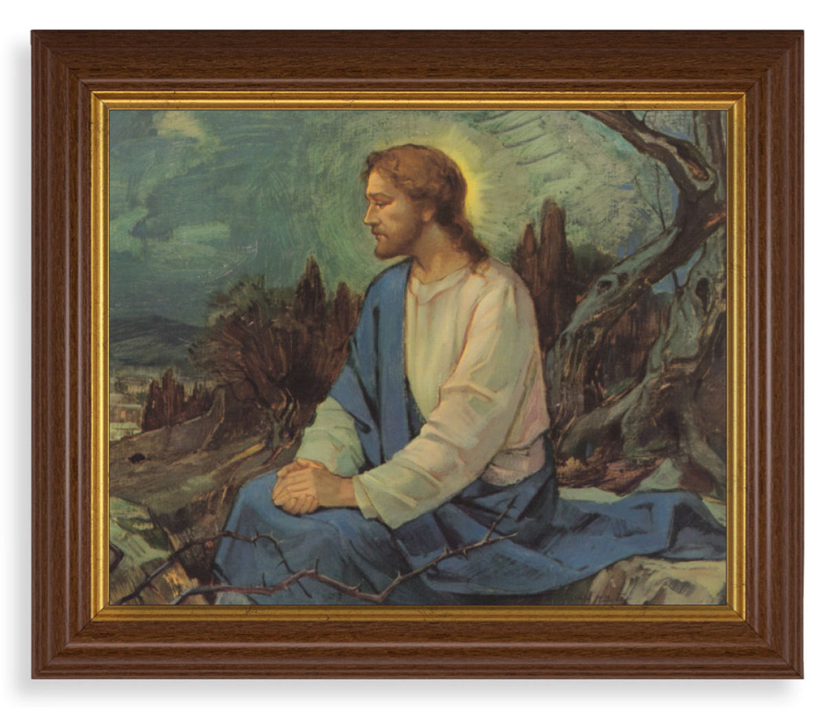 Meditation in the Garden 8x10 Textured Artboard Dark Walnut Frame