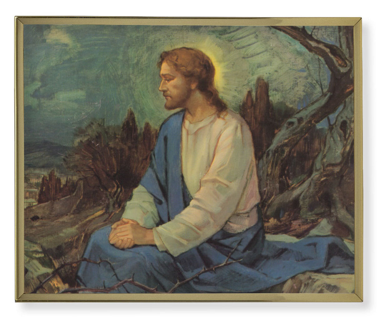 Meditation in the Garden Gold Frame Plaque