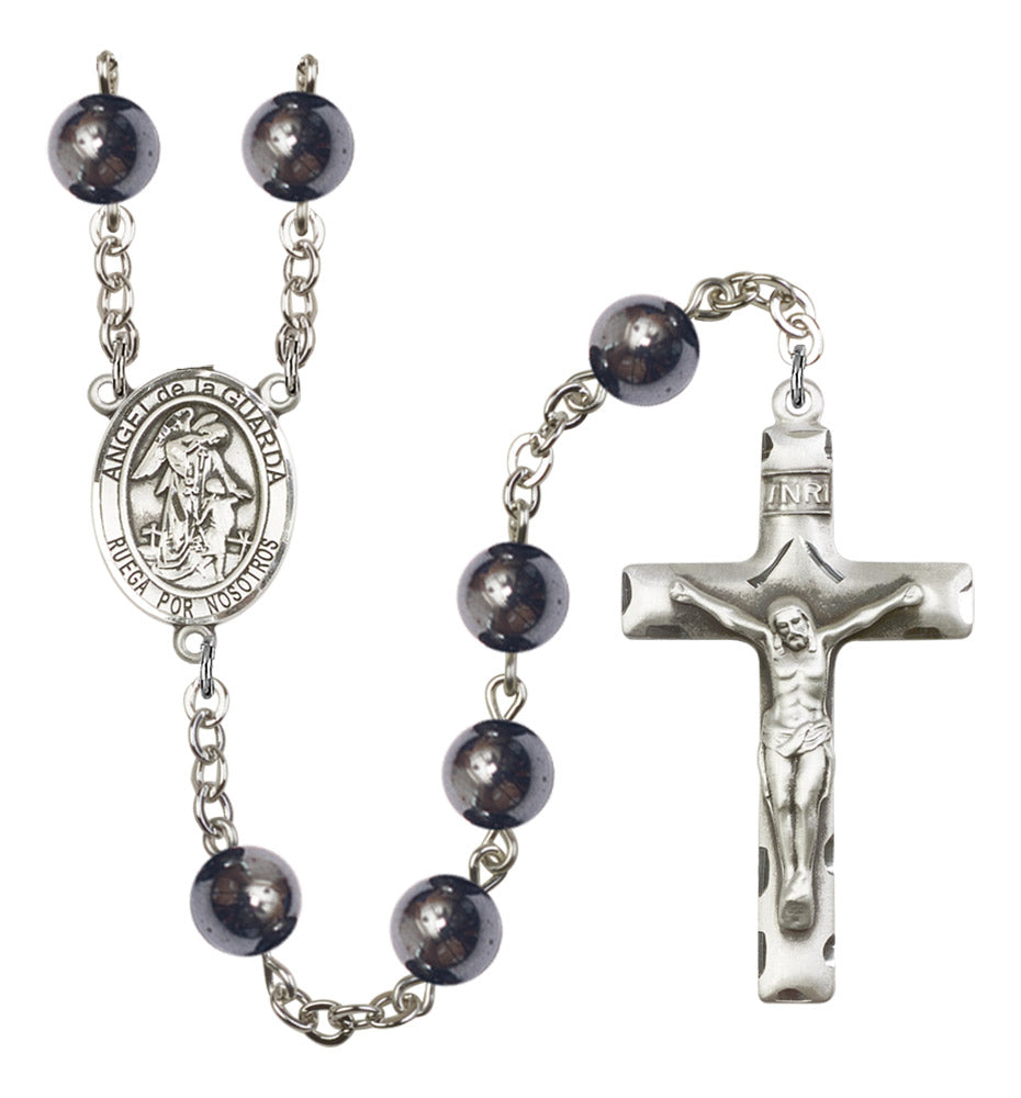 Angel de la Guardia Silver Plated Rosary for Men