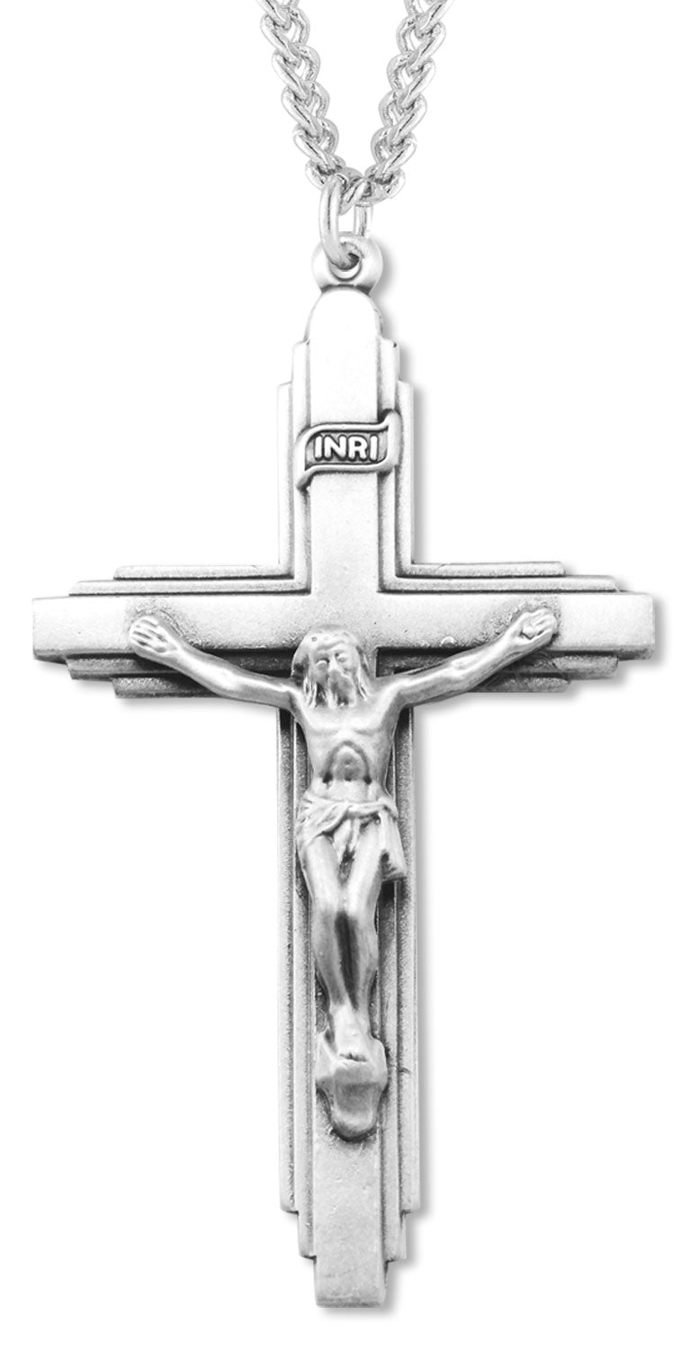 Large Art Deco Crucifix Pendant for Men