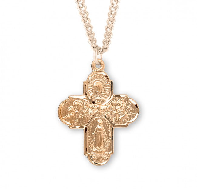 Classic Four Way Pendant with Floral Center for Men