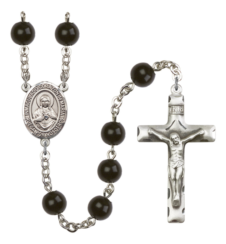 Corazon Inmaculado de Maria Silver Plated Rosary for Men
