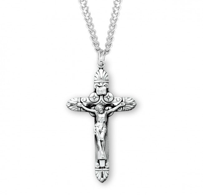Crucifix Necklace with Art Deco Details for Men