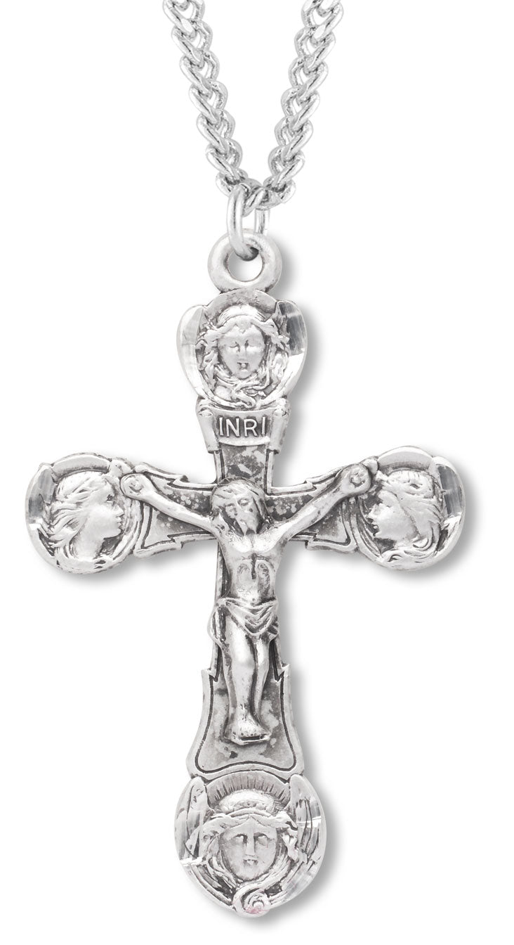 Crucifix Medal with Angel Face Tips for Women