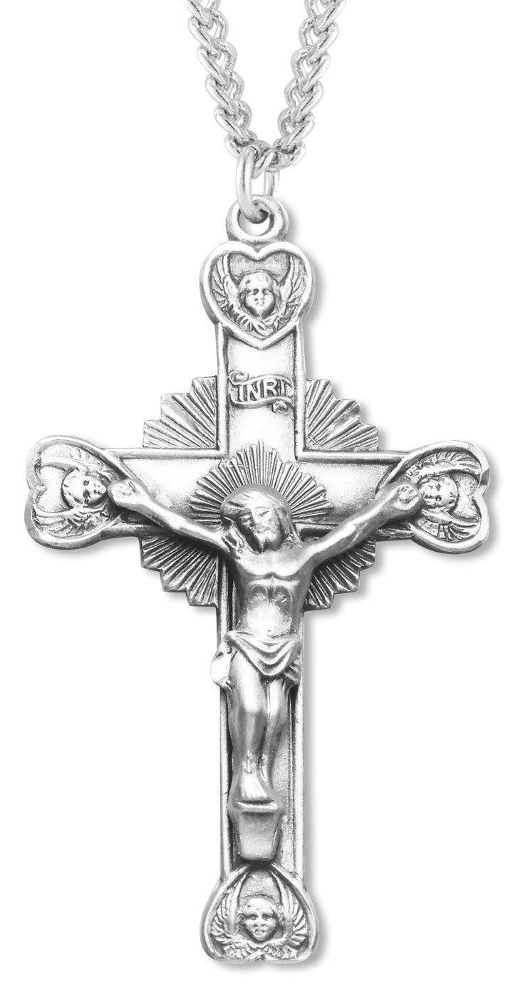 Crucifix with Heart Angel Tips for Men