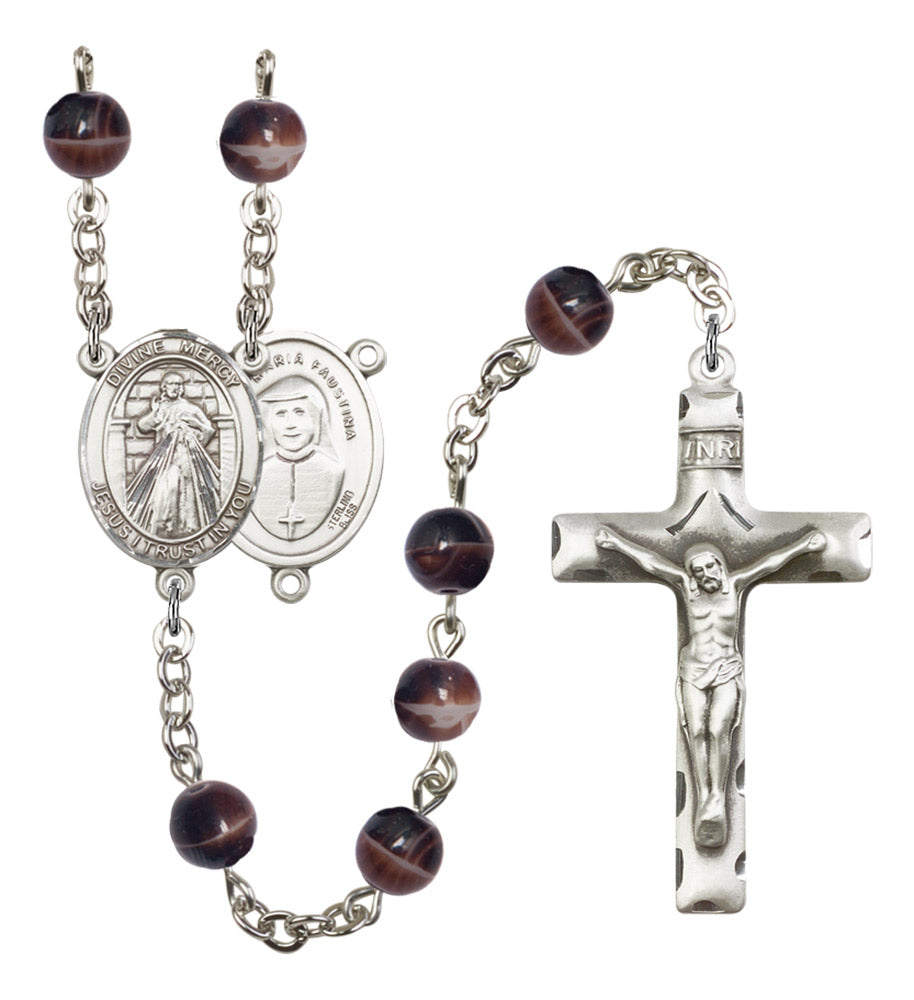 Divine Mercy Silver Plated Rosary for Men