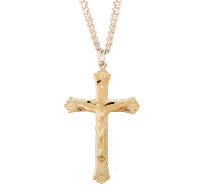 Floral Tip Crucifix Pendant with 24 for Men
