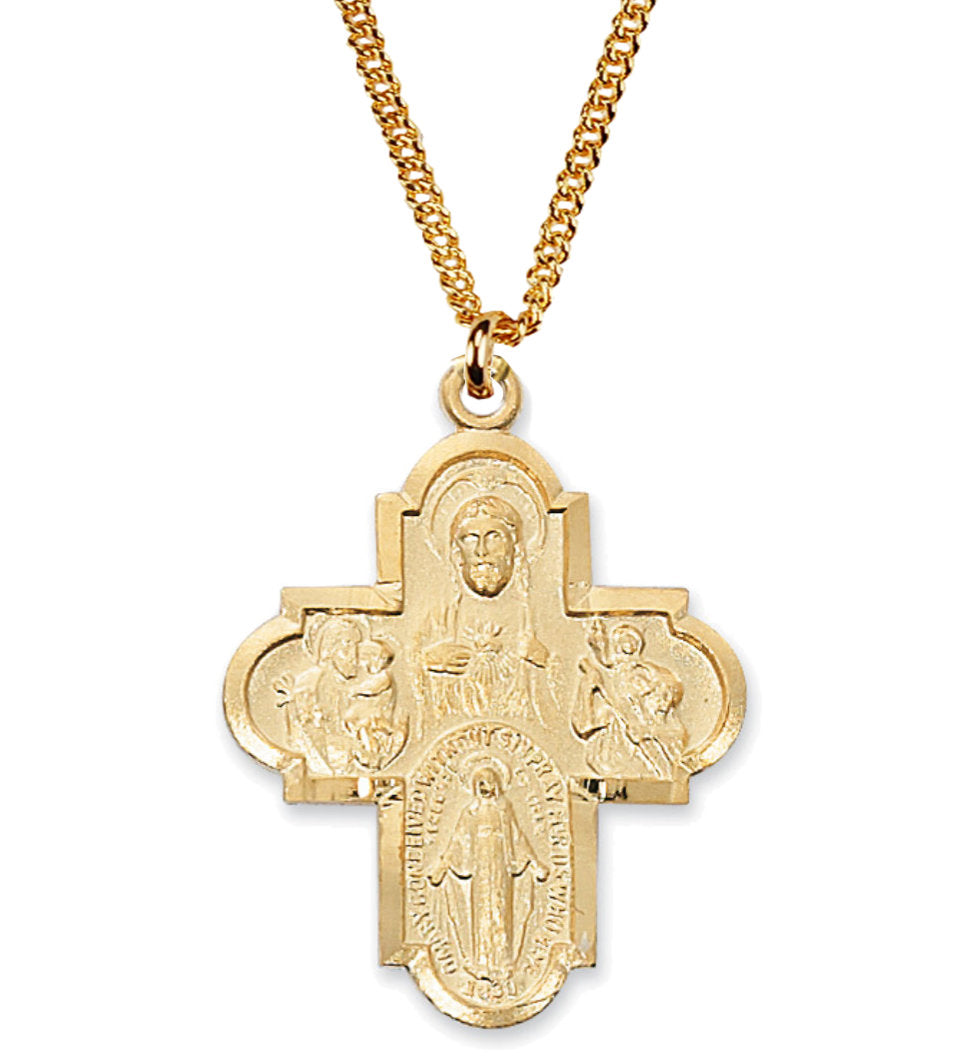 Four-Way Gold Over Sterling Silver Medal for Men