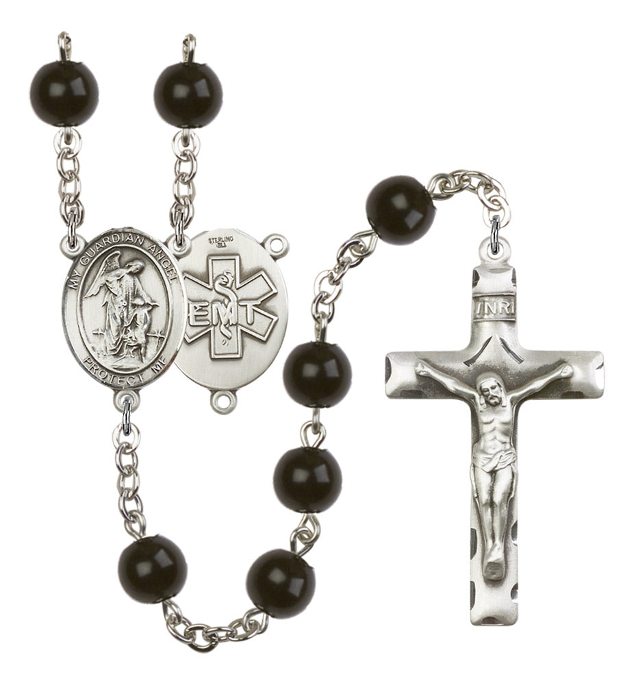 Guardian Angel EMT Silver Plated Rosary for Men