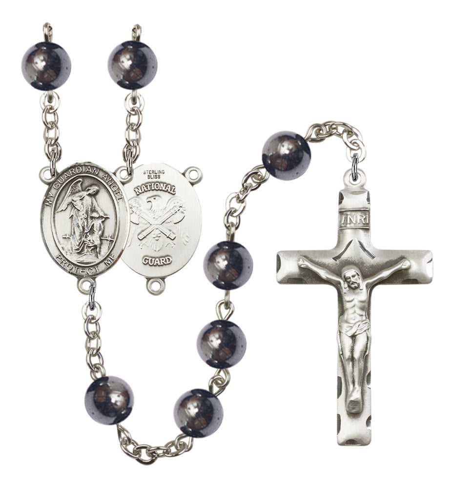 Guardian Angel National Guard Silver Plated Rosary for Men