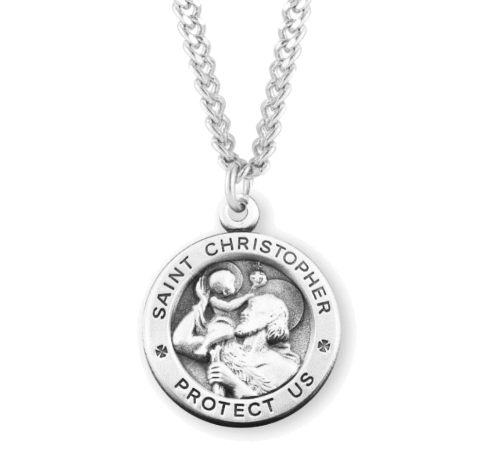 High Relief Saint Christopher Necklace for Men